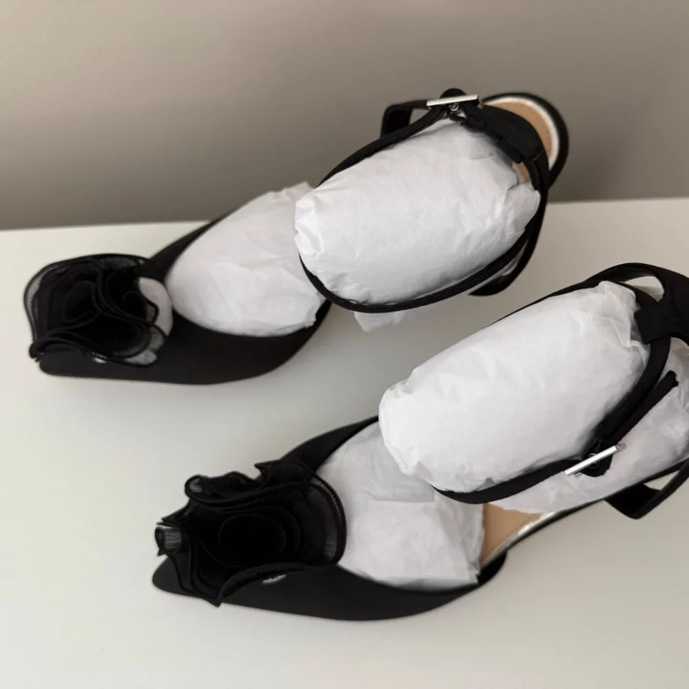 New in Box Jewel Badgley Mischka Taylee Black Ankle Strap Stiletto Heels 10 - Picture 7 of 12